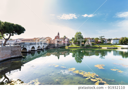 Augustus Tiberius Roman Bridge in Rimini near XXV Aprile Park. Augustus Tiberius Roman Bridge in Rimini near XXV Aprile Park. 91932110