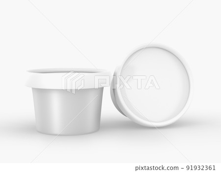 Empty transparent bucket with cap mockup ice cream