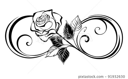 Infinity symbol with outline rose Infinity symbol with outline rose 91932630