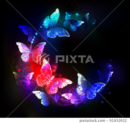 Neon night butterflies Neon night butterflies 91932632