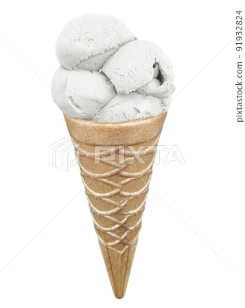 Ice cream in the cone on white background Ice cream in the cone on white background 91932824
