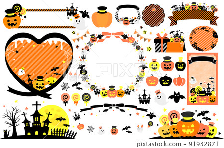 萬聖節框架和插圖集_萬聖節顏色黑色無字母 萬聖節框架和插圖集_萬聖節顏色黑色無字母 91932871