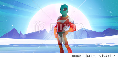 Martian alien character wear superhero costume 91933117