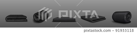 Black towels, isolated terrycloth, home textile Black towels, isolated terrycloth, home textile 91933118
