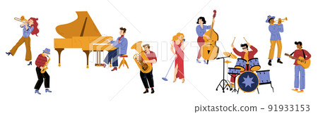 Jazz band vibe, artists performing music on stage 91933153