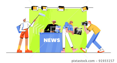 Live news in broadcasting production tv studio 91933157