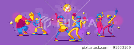 People dance and have fun disco party, contemporary People dance and have fun disco party, contemporary 91933169