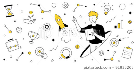 Business startup, project launch, successful idea Business startup, project launch, successful idea 91933203