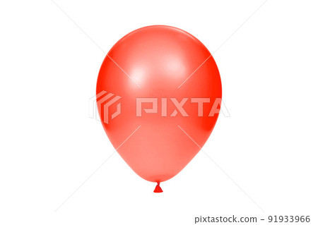 Red balloon isolated on white background. Template for postcard, banner, poster, web design. Festive decoration for celebrations and birthday. High resolution photo. 91933966