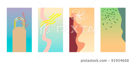 Set of 4 abstract background for social media post template. Colorful gradient pastel with minimal element. 91934688