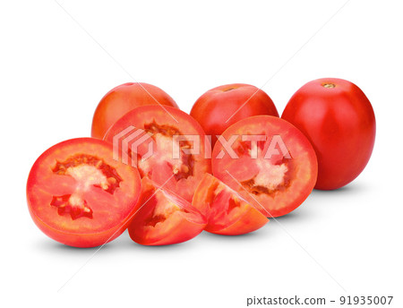 Red tomato isolated on white background with clipping path 91935007