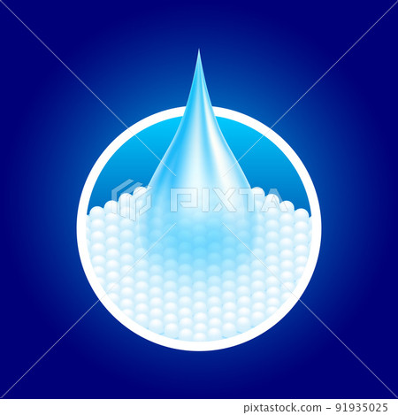 Water droplets flow through the absorbent pad close up. Sponge pads and hygroscopic tablets offering soft comfort. On a blue background vector 3D. Used for advertising diapers and sanitary napkins. Water droplets flow through the absorbent pad close up. Sponge pads and hygroscopic tablets offering soft comfort. On a blue background vector 3D. Used for advertising diapers and sanitary napkins. 91935025