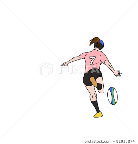 Women's rugby kick - Stock Illustration [91935874] - PIXTA