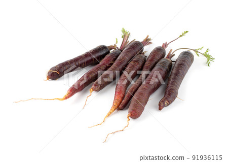 Violet carrots and leaves 91936115
