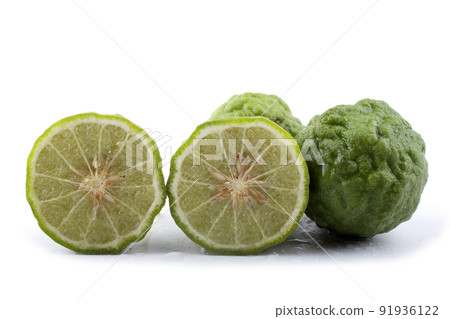 Kaffir lime isolated on white Kaffir lime isolated on white 91936122