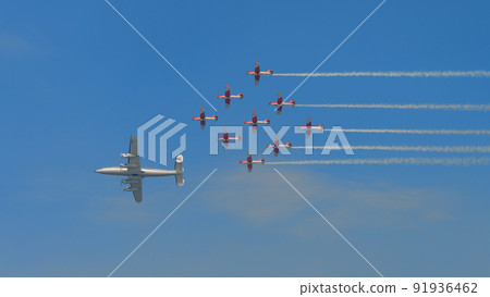 Lockheed L-1049G Super Constellation and Swiss Air Force Acrobat Team PC-7 TEAM 91936462
