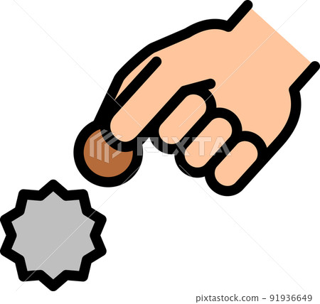 Hand with scratch mark and coin 91936649