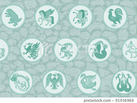 Heraldic mythical animals and creatures. Heraldic mythical animals and creatures. 91936968