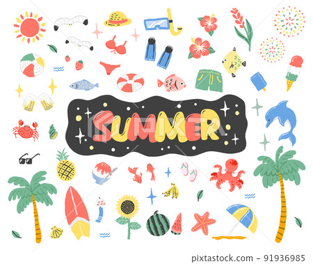 38 summer flat design illustration set vector... - Stock Illustration ...