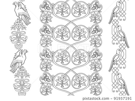 Byzantine traditional historical motifs of animals, birds, 91937191