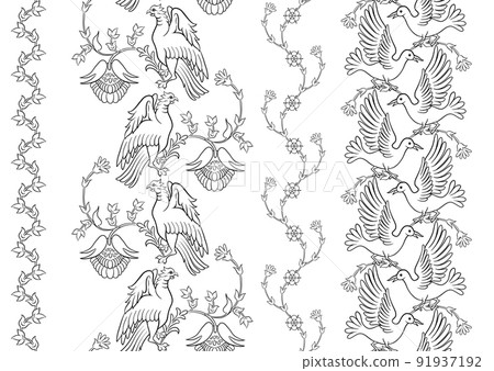 Byzantine traditional historical motifs of animals, birds, Byzantine traditional historical motifs of animals, birds, 91937192