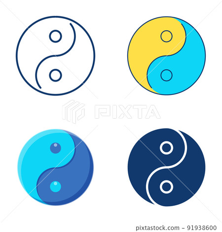 Yin yang icon set in flat and line style 91938600