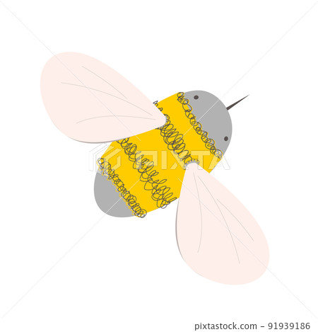 Doodle hand drawn honey bee in a warm west. Cute cartoon print for kids or bee farming products. Vector illustration isolated on white. Doodle hand drawn honey bee in a warm west. Cute cartoon print for kids or bee farming products. Vector illustration isolated on white. 91939186