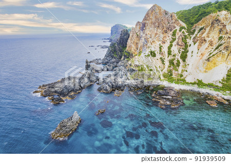 Hokkaido Shakotan Shimamui Coast (aerial) 91939509