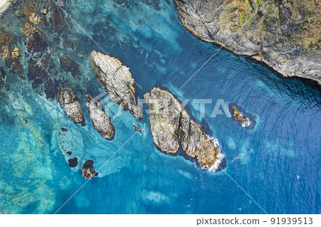 Hokkaido Shakotan Shimamui Coast (aerial) 91939513