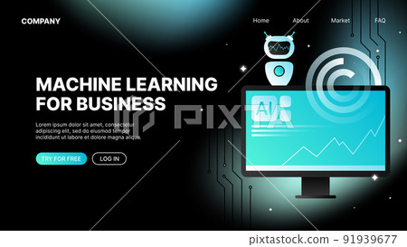 Machine Learning Website for Business. Isometric Landing Page Template 91939677