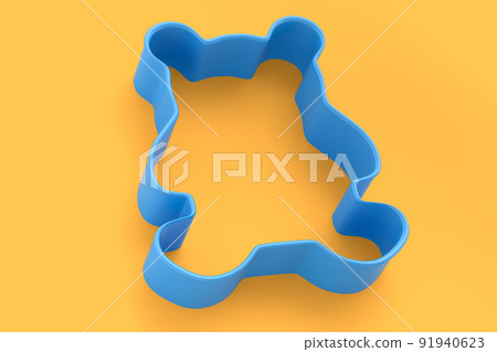 Metal cookie cutters for homemade Christmas biscuit on a yellow background. Metal cookie cutters for homemade Christmas biscuit on a yellow background. 91940623