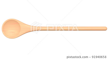 Wooden solid spoon or kitchen utensils on white background. 91940658