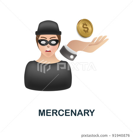 Mercenary icon in 3d. Colored illustration from corruption collection. Creative Mercenary icon for web design, templates, infographics and more 91940876