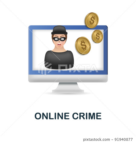 Online Crime icon in 3d. Colored illustration from corruption collection. Creative Online Crime icon for web design, templates, infographics and more 91940877