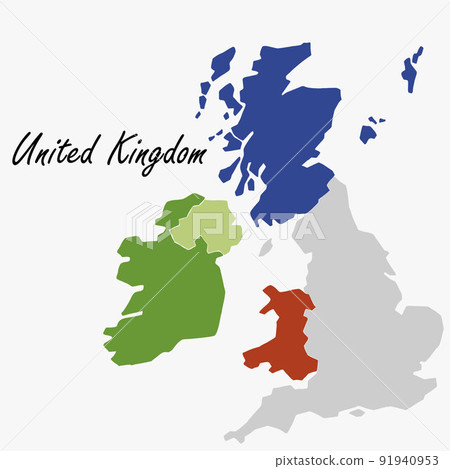 Doodle freehand drawing of United Kingdon map. 91940953