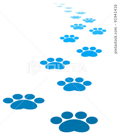 Footprints of a paw walked by a deep animal 91941416