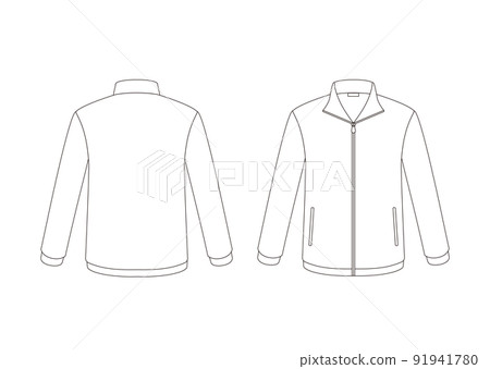 Jumper long sleeves (with pockets) Template front and back white 91941780