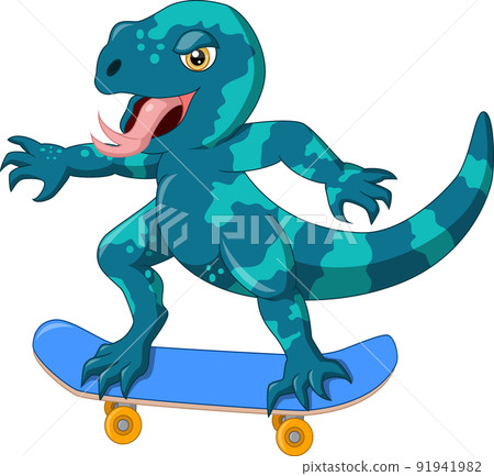 Cute tiger salamander riding skateboarding Cute tiger salamander riding skateboarding 91941982