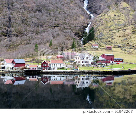 A beautiful villiage in Naeroyfjord, Norway 91942267