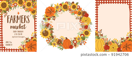 Harvest Festival poster set. Autumn fest banner... - Stock Illustration ...