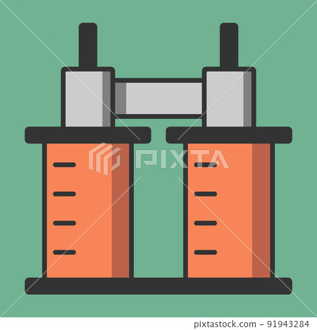 Electromagnet made with induction coils simple flat illustration 91943284