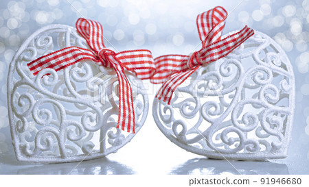 Valentine's Day concept hearts on a light background with bokeh. Congratulations on Valentine's Day or White Day Valentine's Day concept hearts on a light background with bokeh. Congratulations on Valentine's Day or White Day 91946680