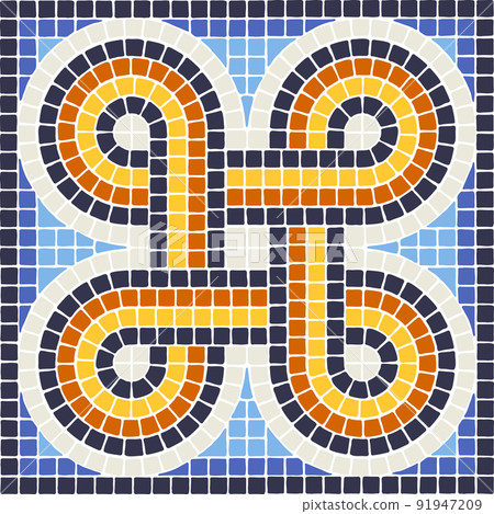 Ancient mosaic tile pattern. Decorative antique stone ornament. 91947209
