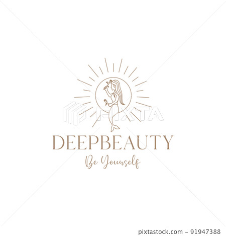 mermaid luxury with rose flower logo design vector graphic symbol icon illustration creative idea 91947388