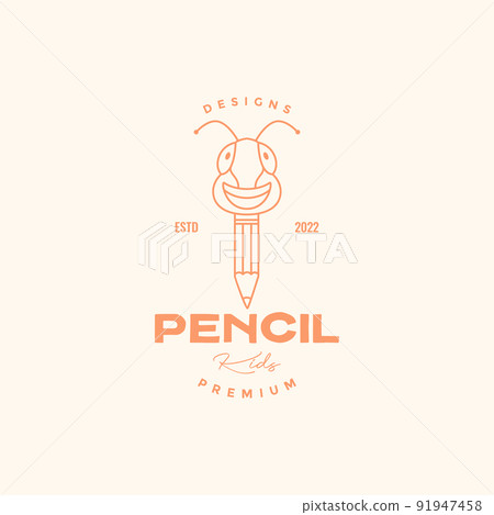 cartoon line grasshopper with pencil logo design vector graphic symbol icon illustration creative idea cartoon line grasshopper with pencil logo design vector graphic symbol icon illustration creative idea 91947458