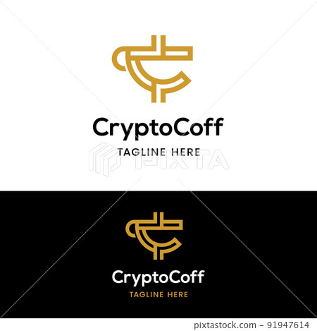 Letter Initial C Crypto Coffee Cup Logo Template 91947614