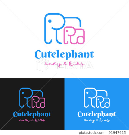Cute Elephant Baby and Kids Shop Logo Design Template 91947615