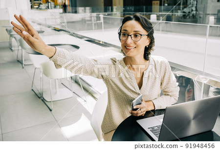 Successful Middle-aged business woman at coffee break 91948456