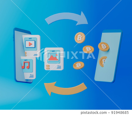 3d rendering NFT or non fungible token . Concept block chain technology illustration. 3d rendering NFT or non fungible token . Concept block chain technology illustration. 91948685