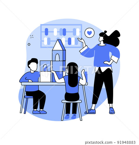 Montessori preschool abstract concept vector illustration. 91948883